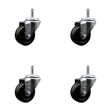 Service Caster 3'' Phenolic Wheel Swivel 7/16'' Grip Ring Stem Caster Set, 4PK SCC-GR20S314-PHR-716138-4